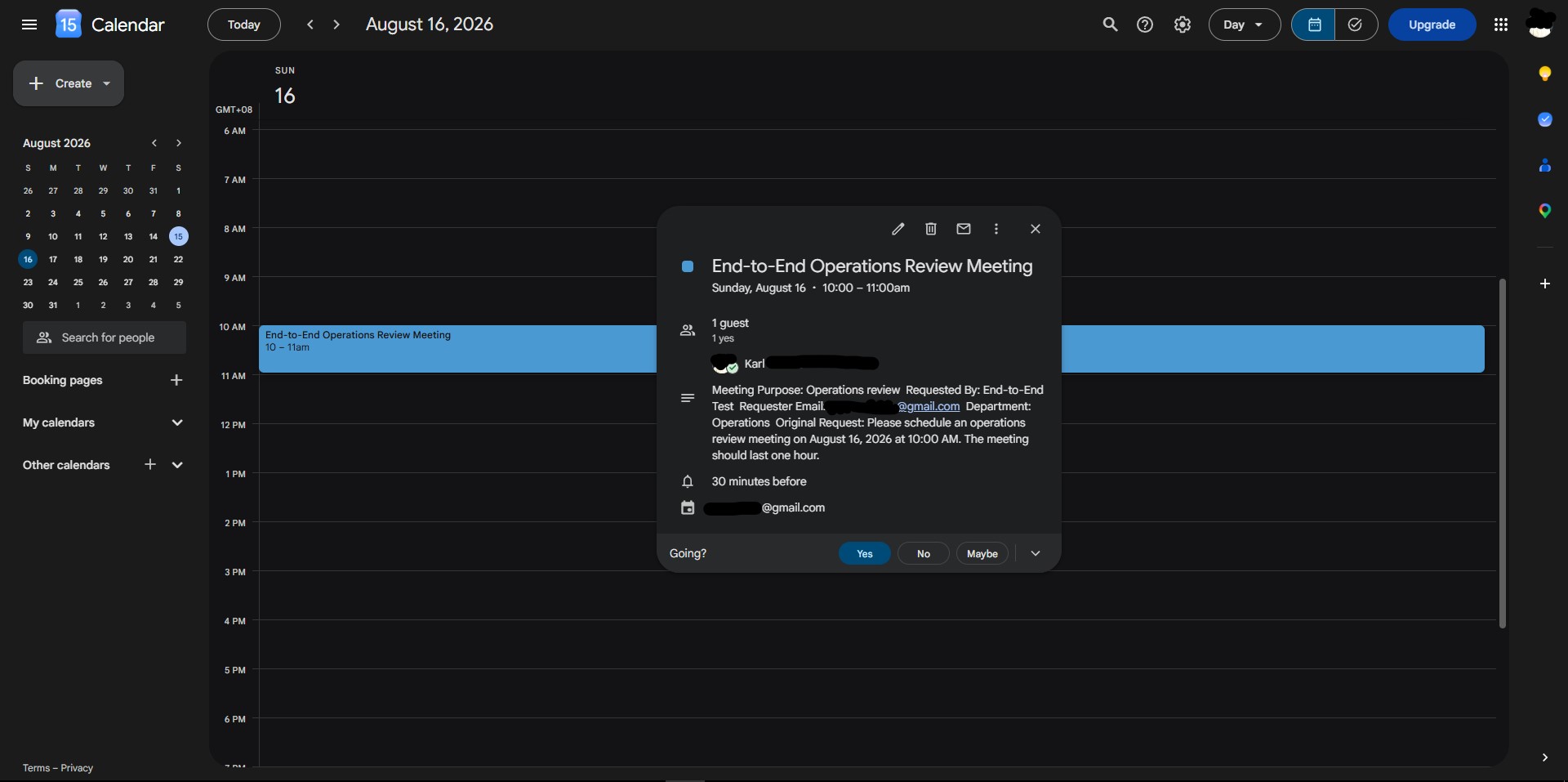 Automated Google Calendar meeting